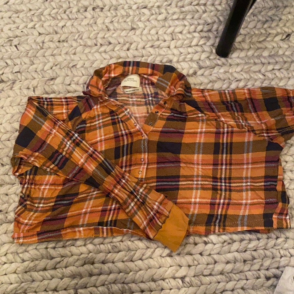 Cropped flannel  collared